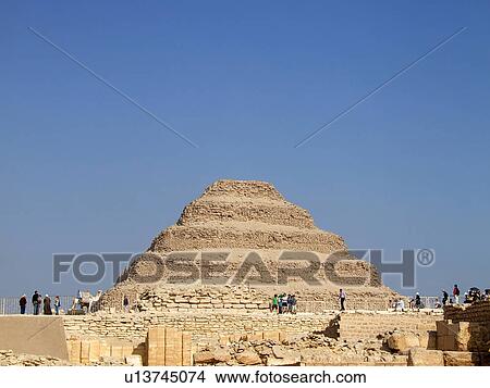 Picture - Egypt, Saqqara, Djoser's, Step, Pyramid, Tourists. Fotosearch