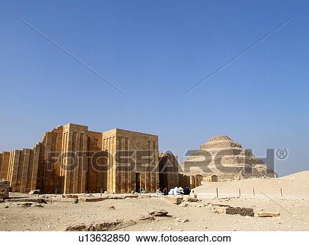 Stock Image - Egypt, Saqqara, Entrance, Djoser's, Step, Pyramid. Fotosearch