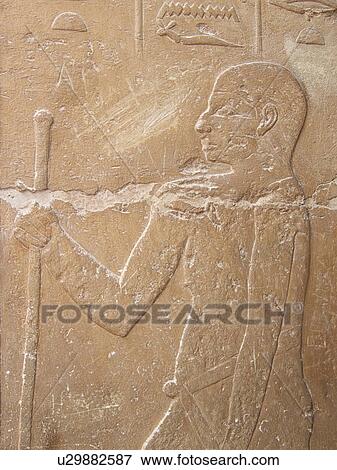 Stock Photo - Egypt, Saqqara, Wall, Relief. Fotosearch