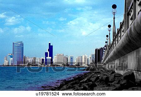 Picture - dhabi, side, sea, city, abu. Fotosearch