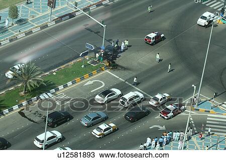 Stock Image - traffic, dhabi, dead, accident, corniche, police, abu. Fotosearch