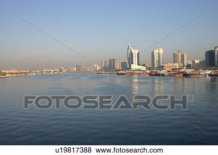Stock Photo - dubai, deira, creek, building. Fotosearch