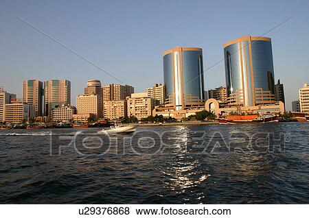 dubai, deira, creek, building, twin, towers View Large Photo Image Stock Photo - dubai, deira, creek, building, twin, towers. Fotosearch