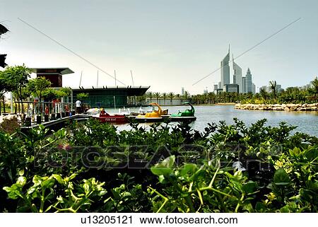 Stock Image - landscape, scenery, countryside, land, dubai, emirates, towers. Fotosearch