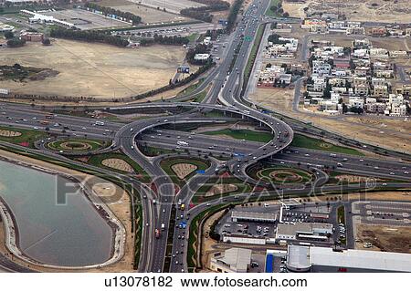 Stock Image - dubai, aerial, dubai, emirates, mall, interchange. Fotosearch