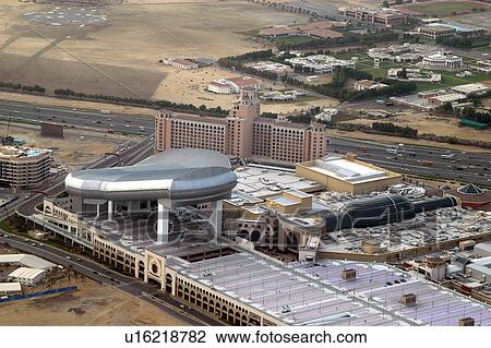 Stock Image - dubai, aerial, dubai, emirates, mall, interchange. Fotosearch