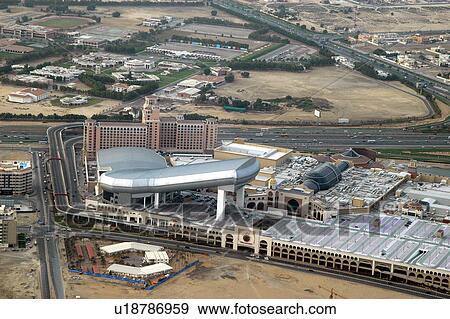 Stock Photo - dubai, aerial, dubai, emirates, mall, interchange. Fotosearch