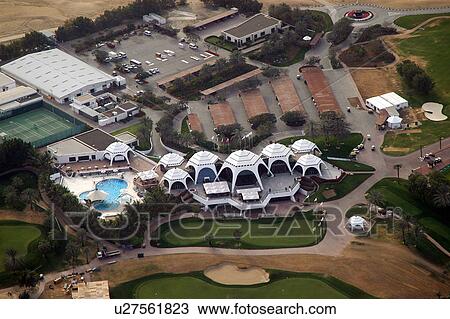 Stock Image - dubai, aerial, dubai, palm, entrance. Fotosearch