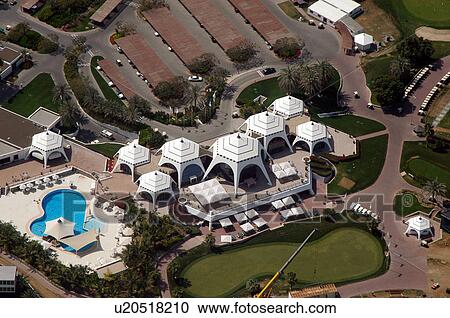 Stock Image - dubai, aerial, Emirates, Golf, Club. Fotosearch