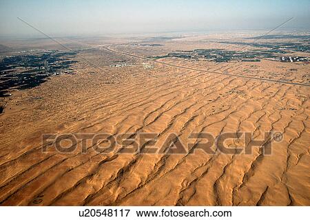 Stock Photo - dubai, aerial, view, desert, sand. Fotosearch