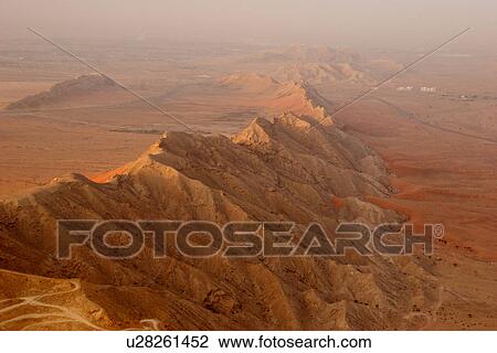 Stock Image - dubai, oman, desert, fly, view, aerial, sand. Fotosearch
