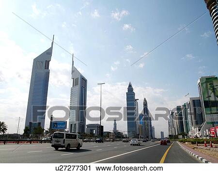 Dubai, sheikh, zayed, road, clear, sky, driving View Large Photo Image Stock Image - Dubai, sheikh, zayed, road, clear, sky, driving. Fotosearch