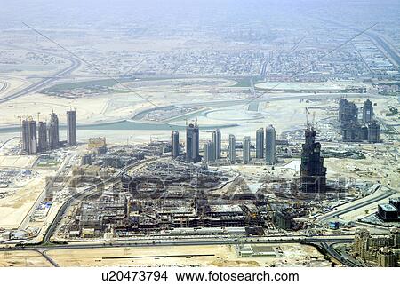 dubai, UAE, aerial, Burj, Dubai, Dubai, Mall View Large Photo Image Picture - dubai, UAE, aerial, Burj, Dubai, Dubai, Mall. Fotosearch