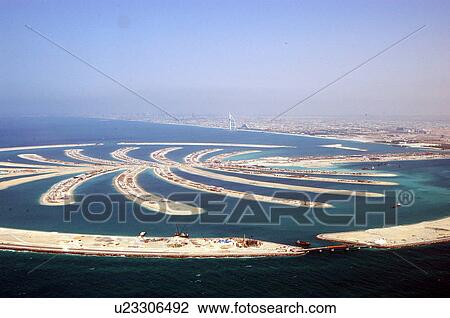 Stock Image - dubai, aerial, dubai, marina, jumeirah, palm. Fotosearch