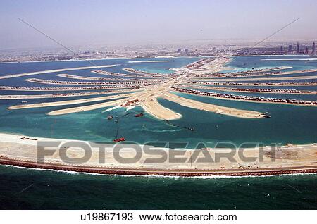 Stock Image - dubai, aerial, dubai, palm. Fotosearch