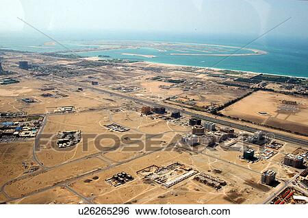 Stock Photograph - dubai, aerial, burj, arab, hotel, beach. Fotosearch