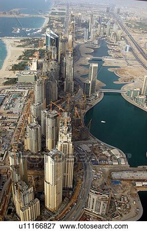 Stock Photo - dubai, aerial, dubai, jumeirah, beach, residance, marina. Fotosearch