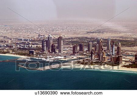 Stock Image - dubai, aerial, dubai, marina, port, plaisance, towers. Fotosearch
