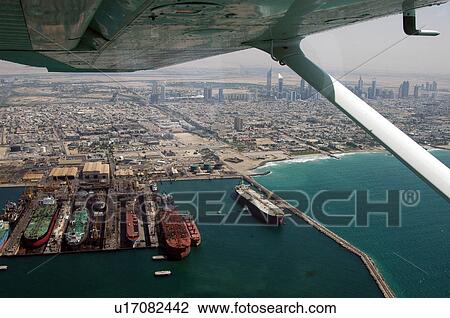 Stock Image - dubai, aerial, dubai, Port, Rashid, Dubai, Dry. Fotosearch