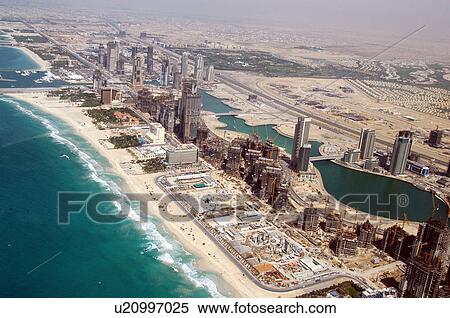 Stock Photography - dubai, aerial, dubai, marina, port, plaisance, towers. Fotosearch