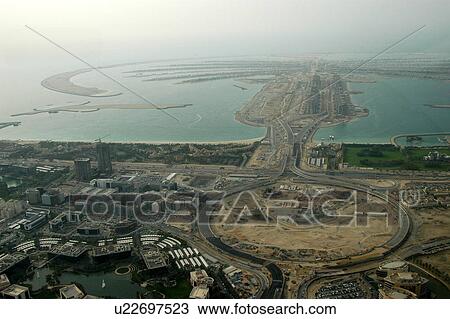 Stock Image - dubai, aerial, dubai, palm. Fotosearch