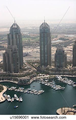 Stock Image - dubai, marina, aerial, view, marina, view, 2006. Fotosearch