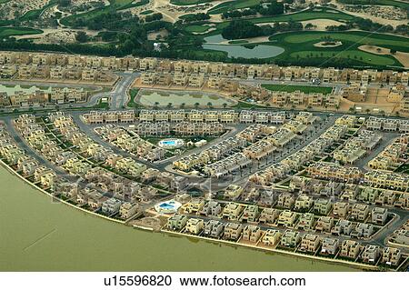 Stock Image - dubai, aerial, dubai, emirates, hills, jumeirah, island. Fotosearch