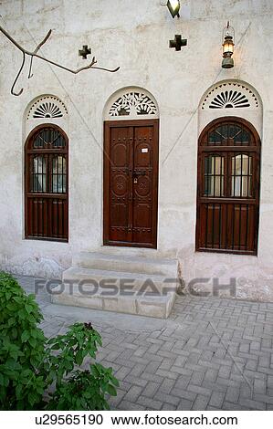Stock Image - villa, Country, house, Sharjah, UAE, entrance, Arabic. Fotosearch