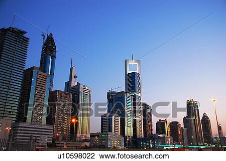 Stock Image - dubai, sheikh, zayed, road, perfect, sunrise, sunset. Fotosearch