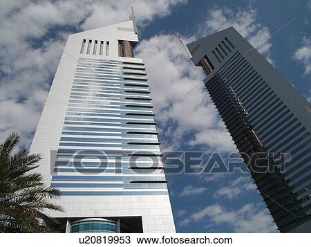 Stock Image - Dubai, sheikh, zayed, road, towers, sky, scrapper. Fotosearch