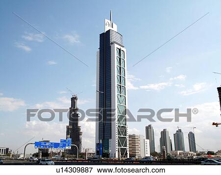 Stock Photo - Dubai, sheikh, zayed, road, towers, sky, scrapper. Fotosearch