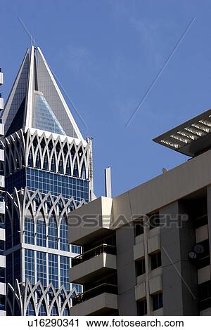 Stock Image - dubai, towers, skyscraper, building, sheikh, zayed, road. Fotosearch