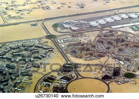 Stock Image - dubai, UAE, aerial, International, City, Chinamex. Fotosearch