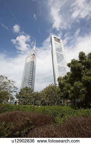Stock Photograph - emirates, towers, dubai, business, UAE. Fotosearch