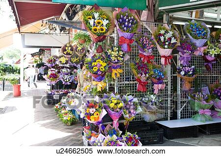 Bouquets of flowers on display at the Flower Market, on Flower Market Street, Mong Kok, Hong Kong View Large Photo Image Stock Photography - Bouquets of flowers on display at the Flower Market, on Flower Market Street, Mong Kok, Hong Kong. Fotosearch