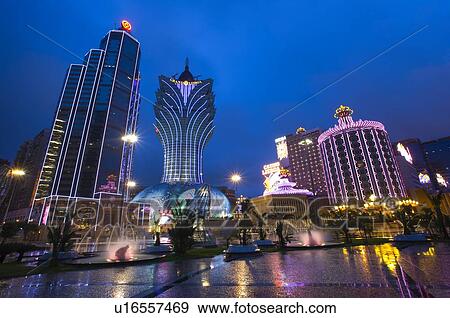 Illuminated buildings at night, Macau View Large Photo Image Stock Photo - Illuminated buildings at night, Macau. Fotosearch