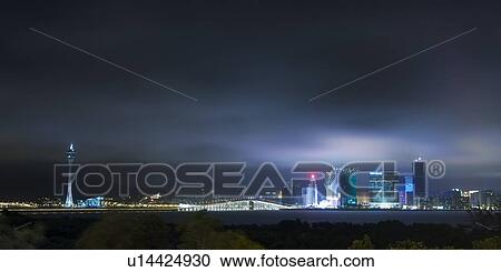Skyline at night, Macau View Large Photo Image Stock Image - Skyline at night, Macau. Fotosearch