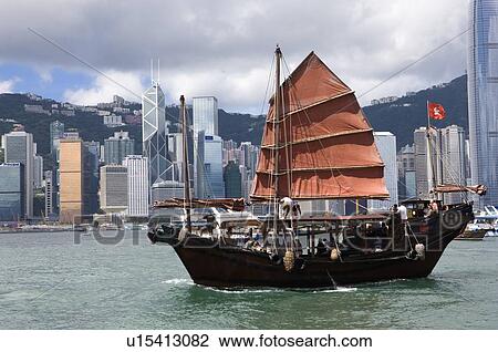 Traditional ship in Victoria Harbor, Hong Kong View Large Photo Image Stock Image - Traditional ship in Victoria Harbor, Hong Kong. Fotosearch