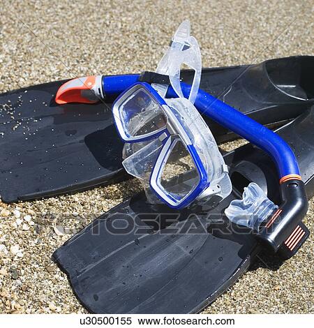 Stock Photography - Close up of a snorkel mask and tube. Fotosearch