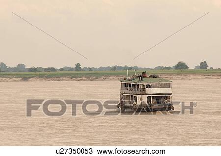 Boat on the Irrawaddy River View Large Photo Image Stock Image - Boat on the Irrawaddy River. Fotosearch