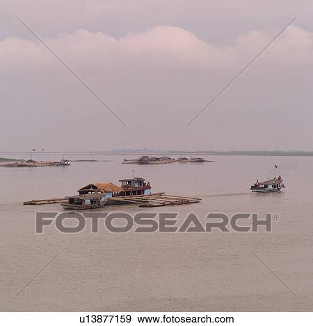 Stock Photo - Boats on the Averarwady River. Fotosearch