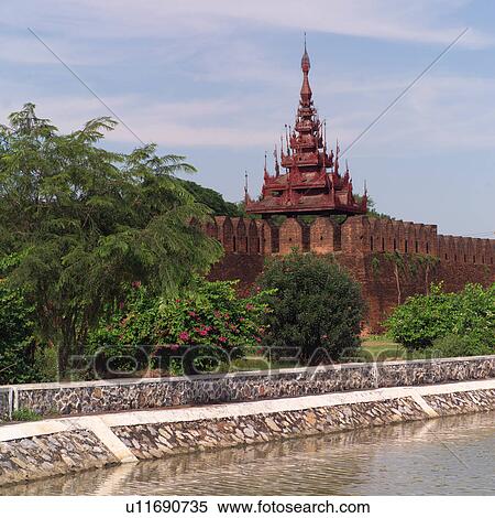Stock Photography - Corner wall of Mandalay Royal Palace. Fotosearch
