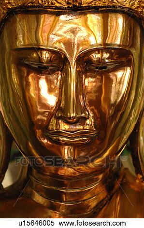 Stock Photography - Face on a Buddha statue in Myanmar. Fotosearch