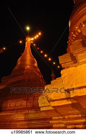 Stock Image - Mahamuni Pagoda at Night. Fotosearch