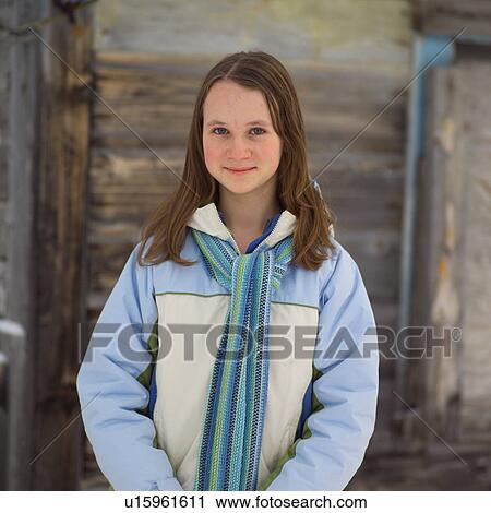 Stock Image - 12 - 14 year old brunette girl. Fotosearch