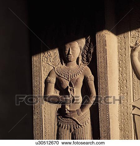 Stock Image - Close up of Walls of Khmer Kingdom palace ruins. Fotosearch