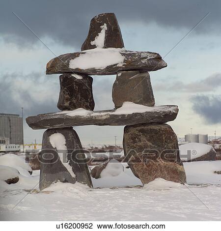 Stock Image - Churchill Northern Manitoba Eskimo Rock Monument. Fotosearch