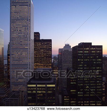 Stock Photo - Twilight over City Toronto Ontario Canada. Fotosearch