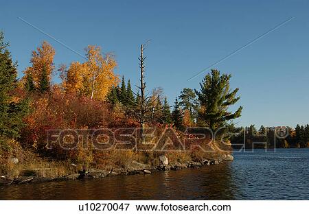 Edge of Lake in Autumn Colors View Large Photo Image Stock Photo - Edge of Lake in Autumn Colors. Fotosearch