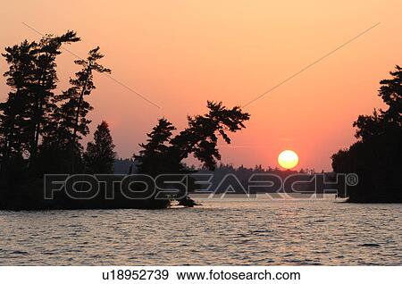 Lake of the Woods at twilight View Large Photo Image Stock Photo - Lake of the Woods at twilight. Fotosearch
